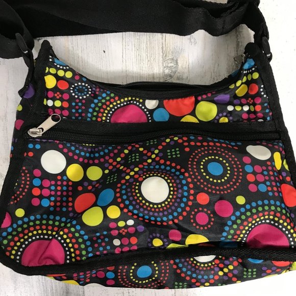 Colorful polka dot nylon shoulder bag tote - Picture 3 of 7